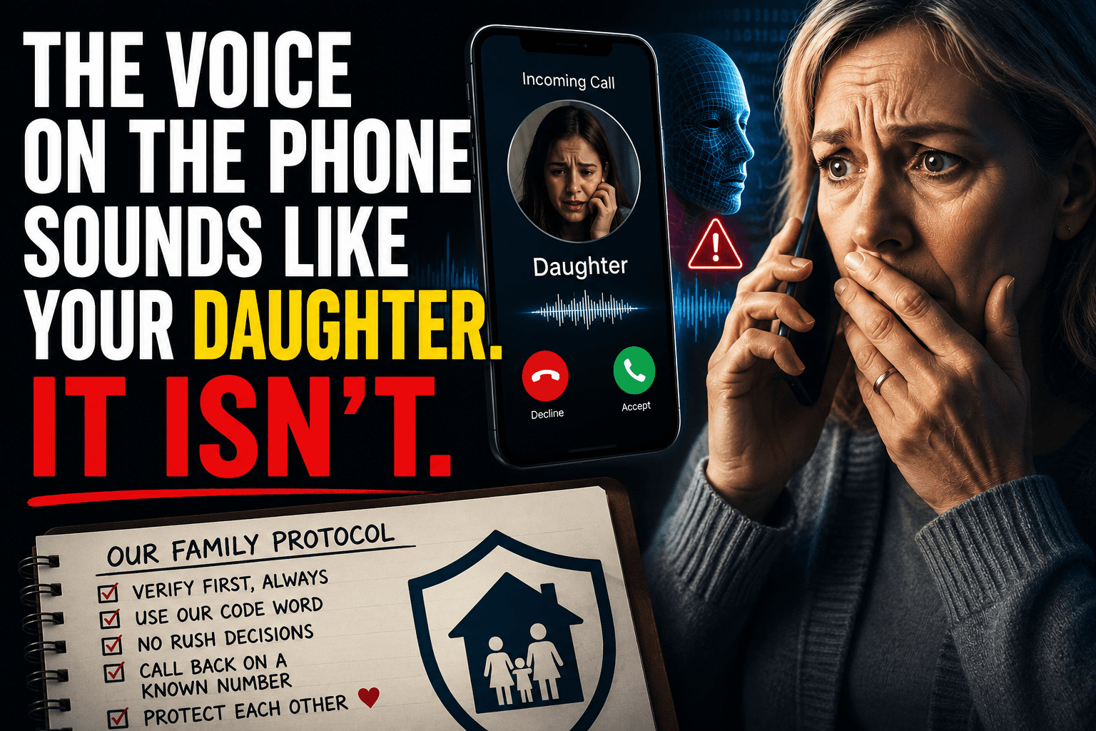 The Voice on the Phone Sounds Like Your Daughter. It Isn't. Here's the Family Protocol Every House Needs.